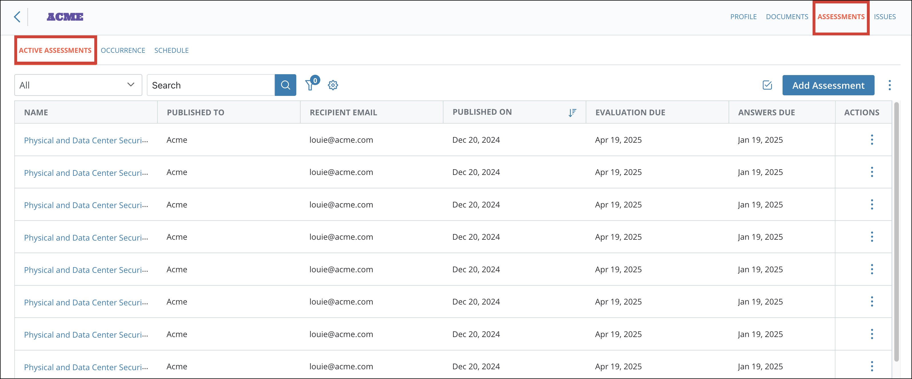 Active Assessments Quick Table Views – Response360