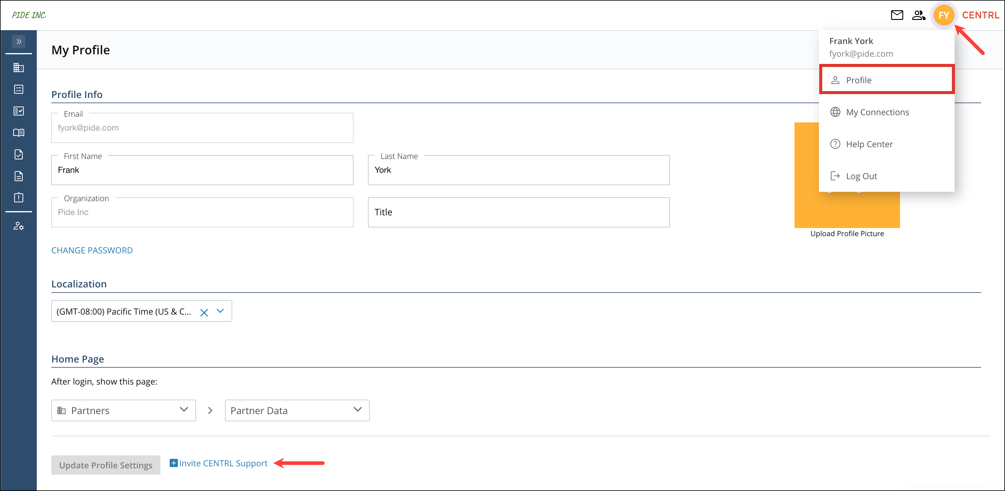 Invite CENTRL Support Into Your Organization 3[R360]