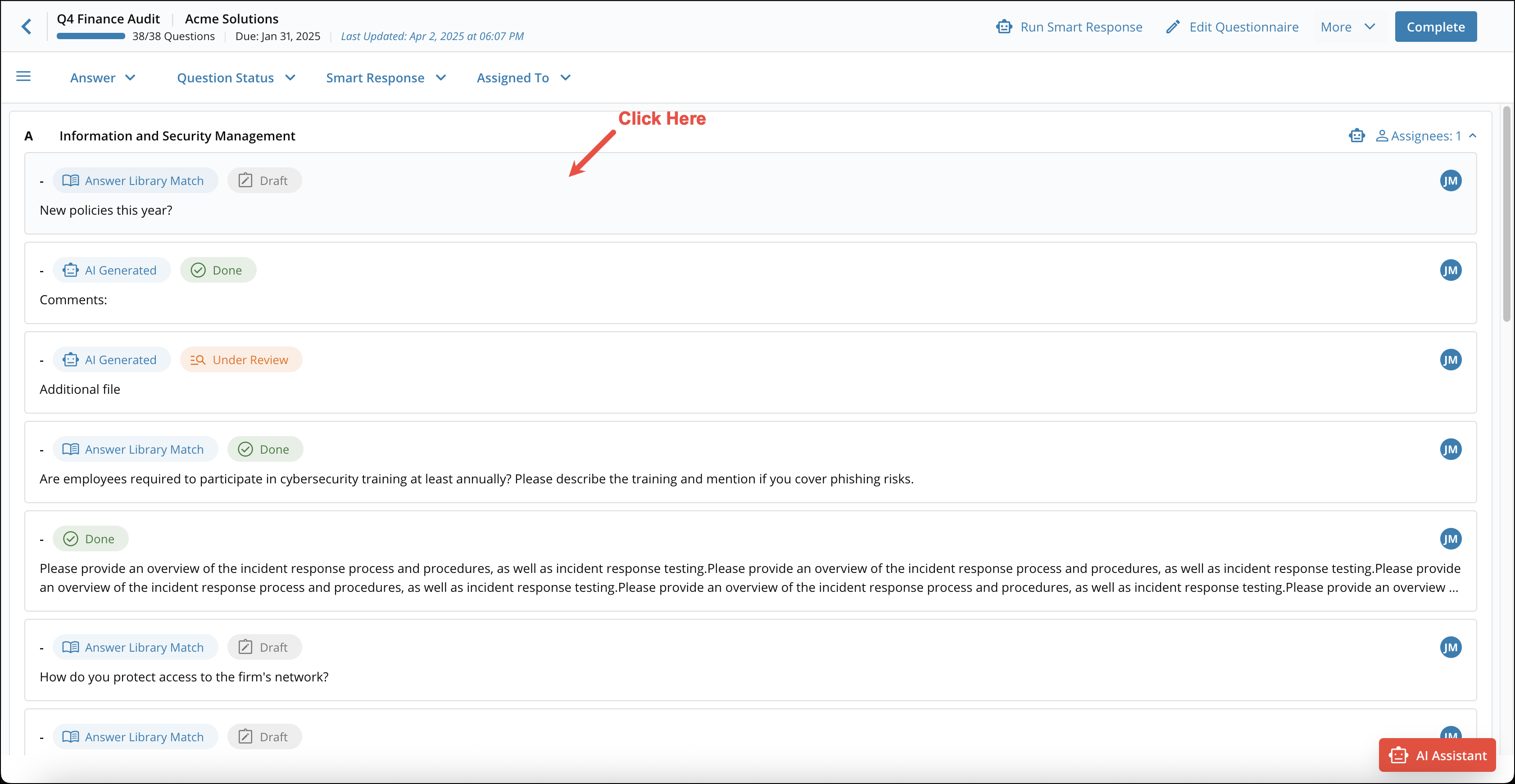 Assigning Questions in External RFPs & DDQs 14[R360]