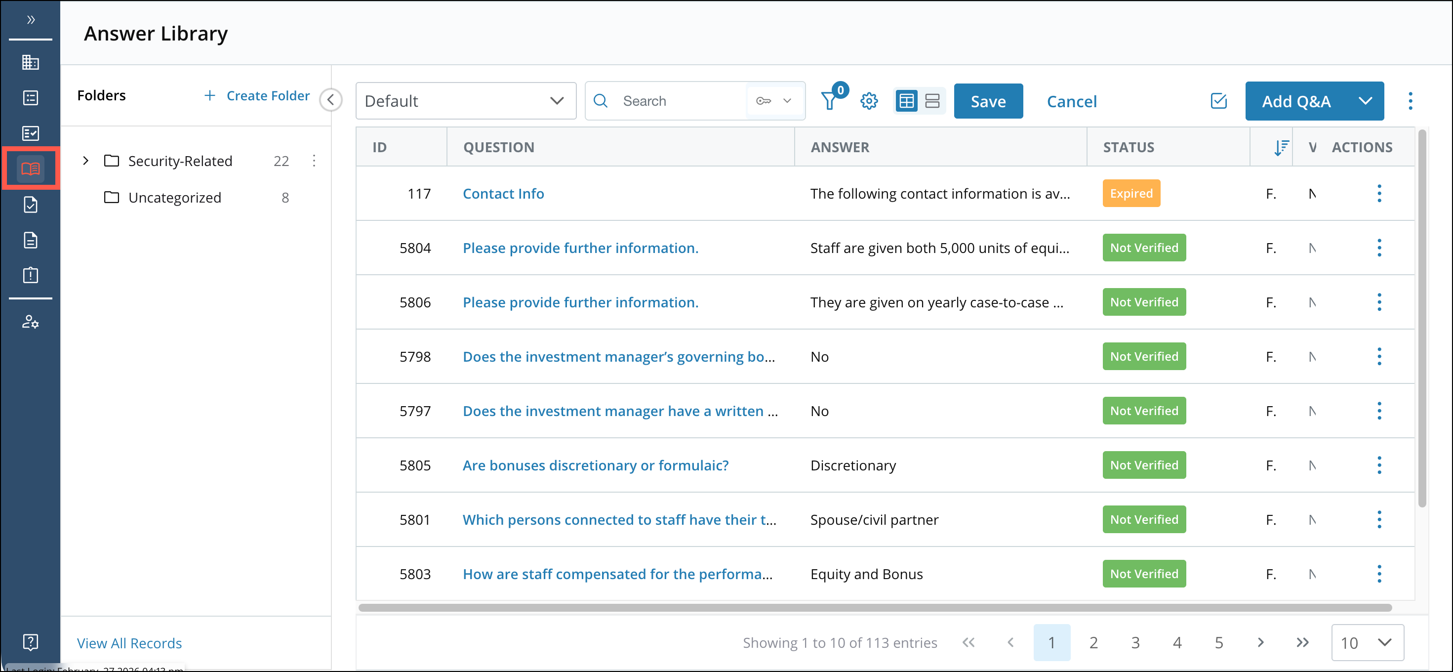 Answer Library Module/Answer Library