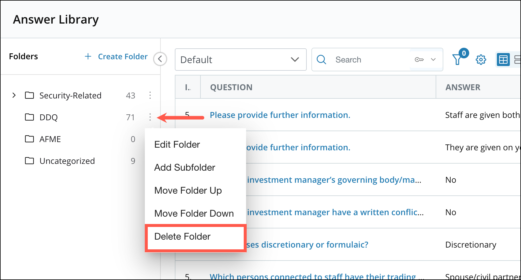 Creating and Managing Answer Library Folders 12