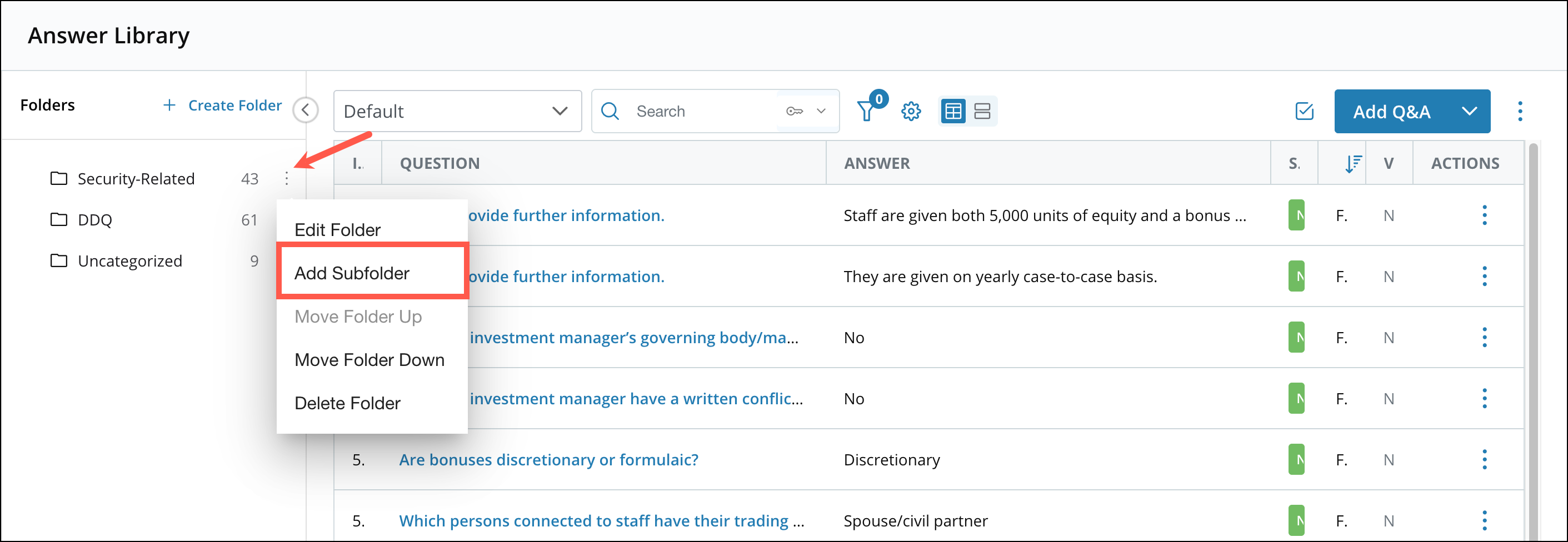 Creating and Managing Answer Library Folders 3