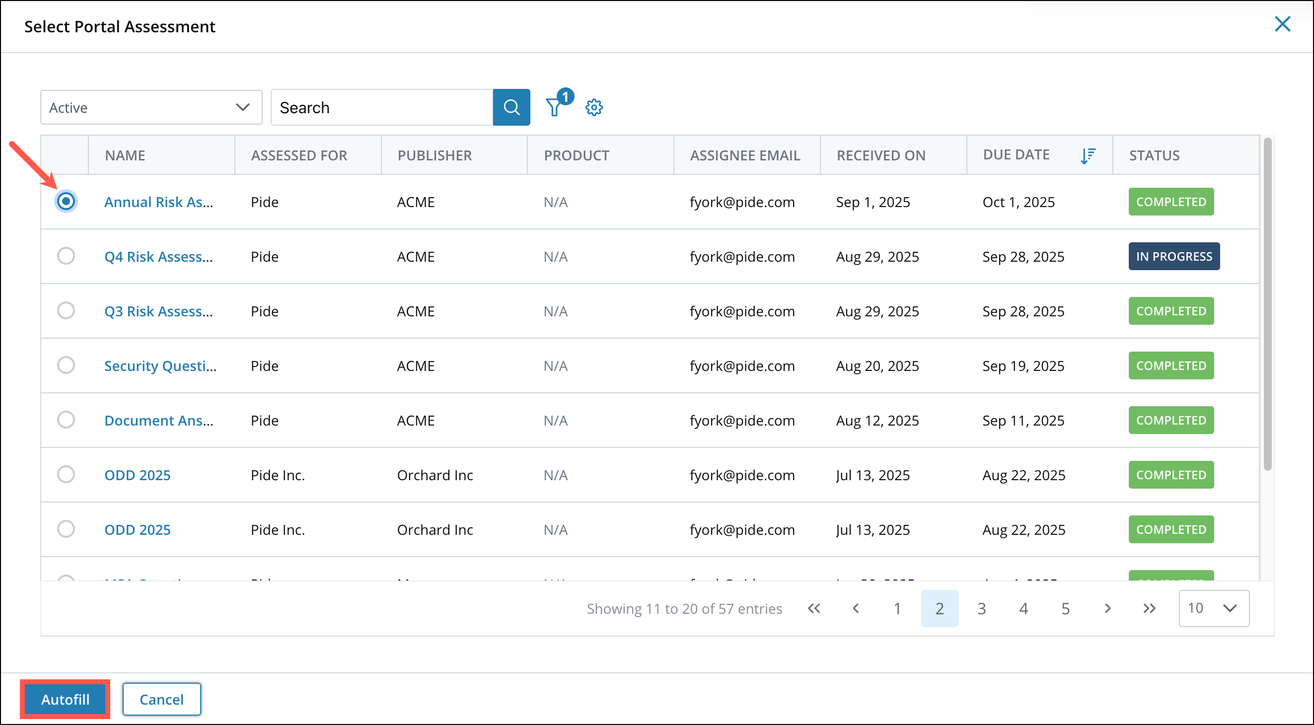 Auto Answering: Selecting from Past Assessments – Response360